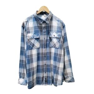 Y2K Rocawear Plaid Flannel Button Up Shirt 3XL Blue White